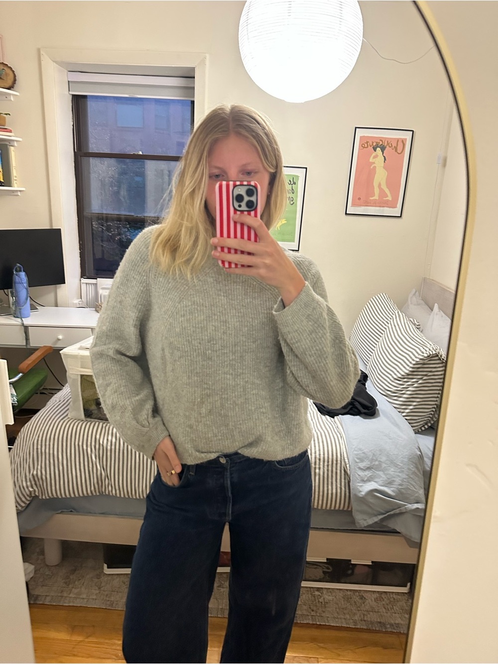 TopShop Light Gray Women's Cozy Crewneck Sweater